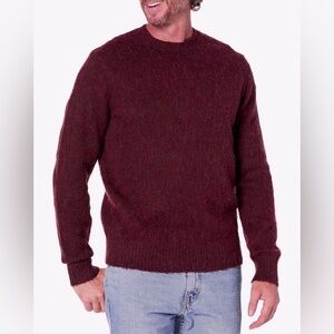 Brooks Brothers Men's Brushed Merino Wool Crewneck Sweater Burgundy Size XXL